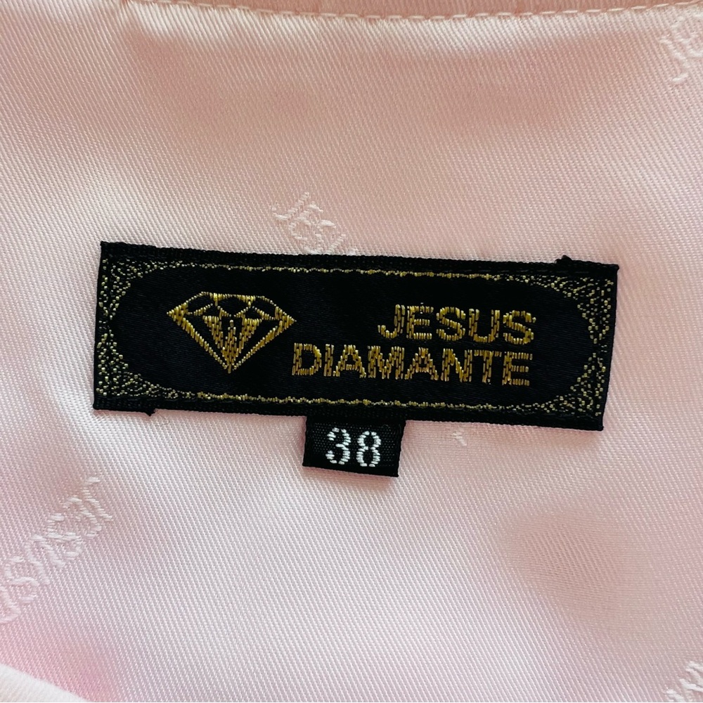 JESUS DIAMANTE Pink Midi Skirt with Lace Detail & Back Bow - Picture 7 of 9